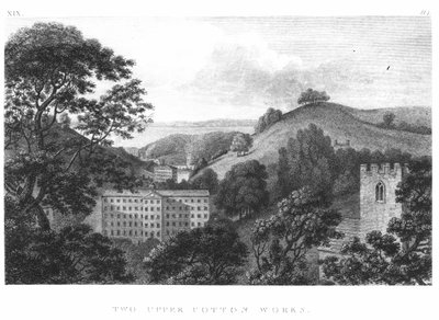 Two Upper Cotton Works, New Lanark Textile Mills, 1796 by English School